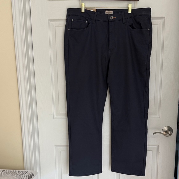Men's Canvas Fleece-lined 5 Pocket Dark Blue pants - Picture 1 of 5